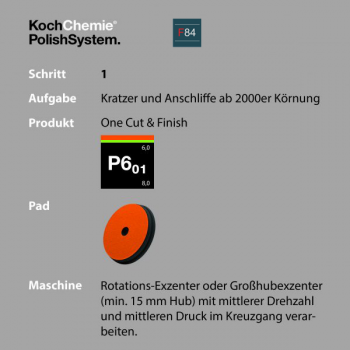 Koch-Chemie-Poliermatrix_One-Step-F84 one Cut and finish P6.01 orange